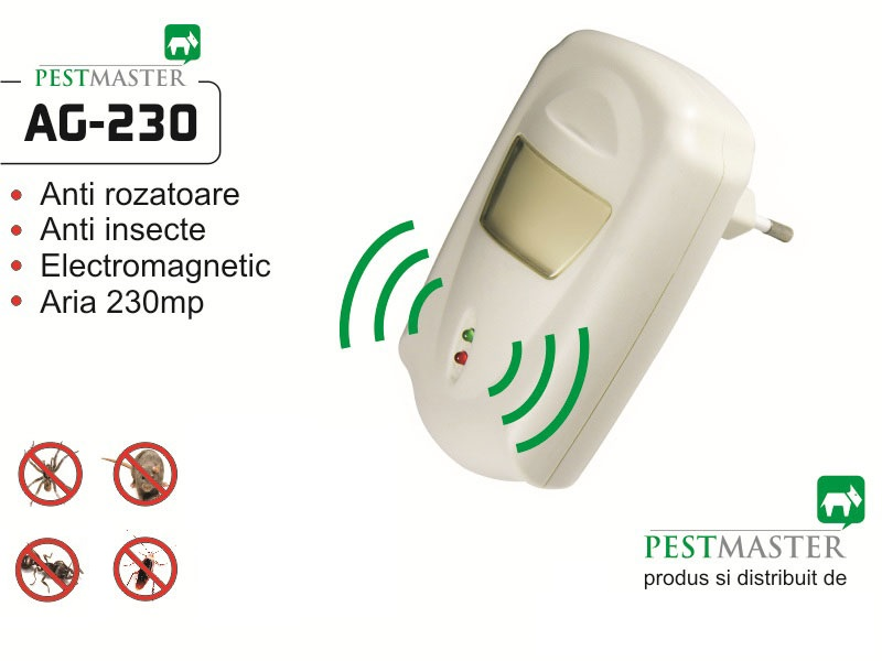Pest Repeller - aparat cu unde electromagnetice anti gandaci, anti rozatoare Pestmaster AG230 - 230mp 